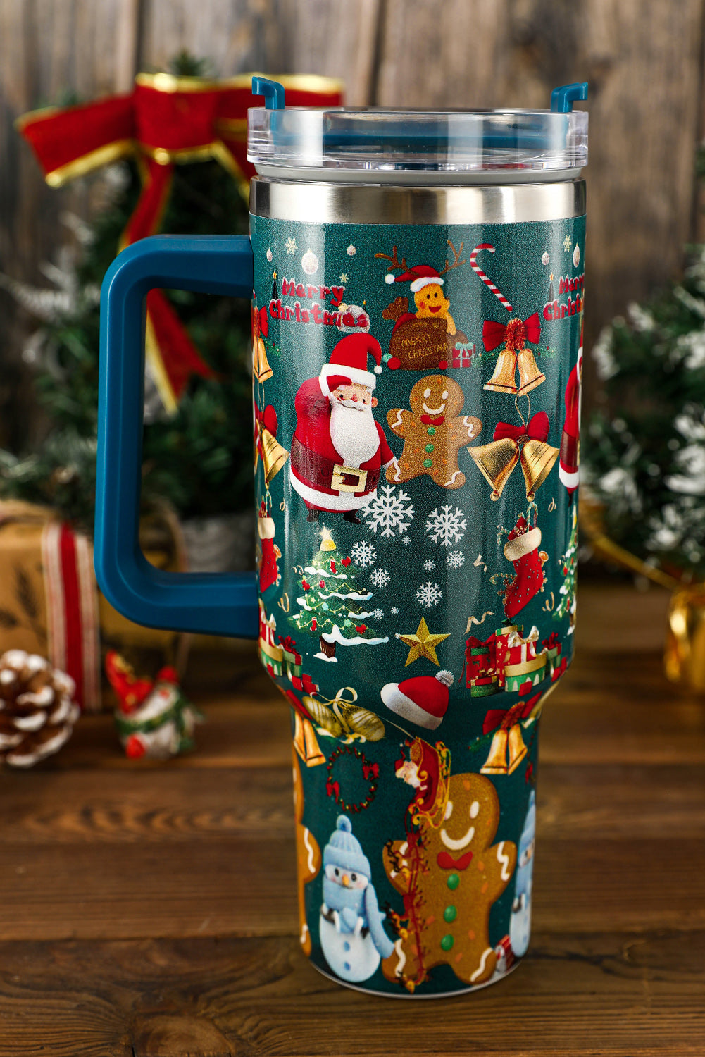 Fiery Red Christmas Pattern Print Stainless Steel Tumblers