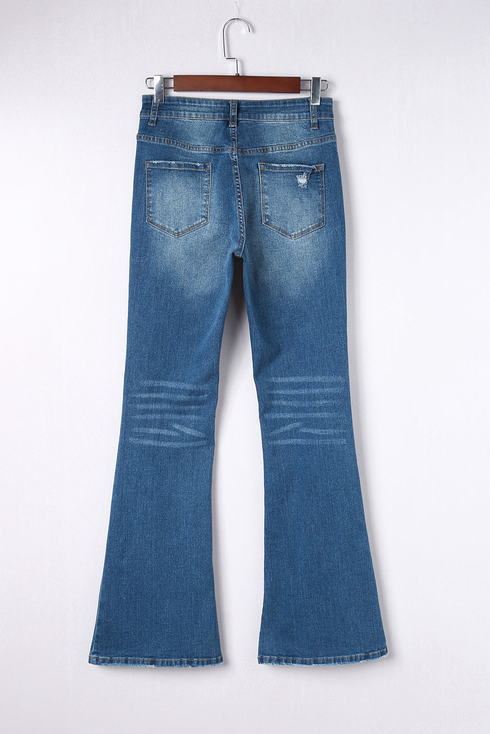 Sky Blue Medium Wash High Rise Flare Jeans