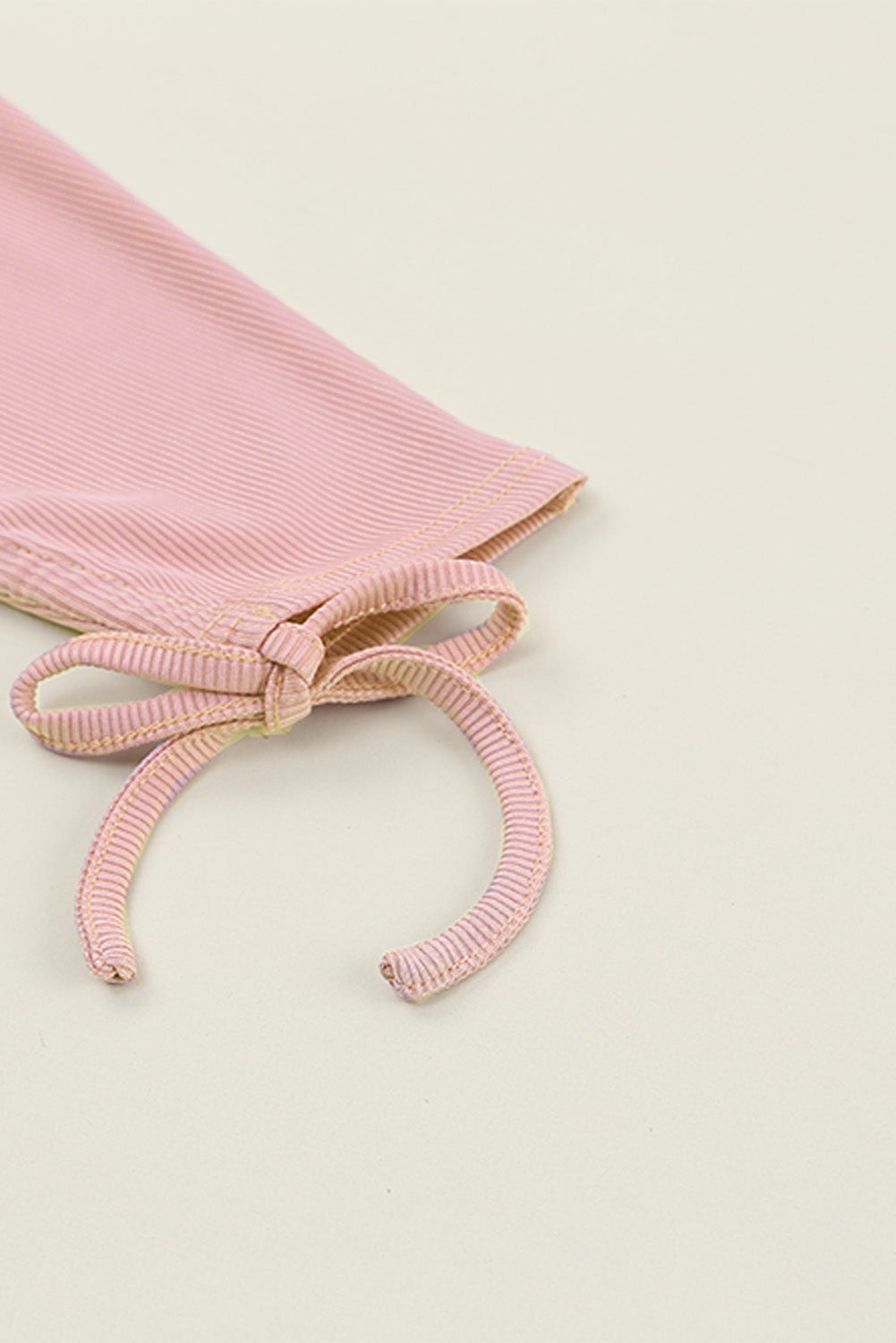 Pink Ribbed Drawstring Ruched Dolman Sleeve Top