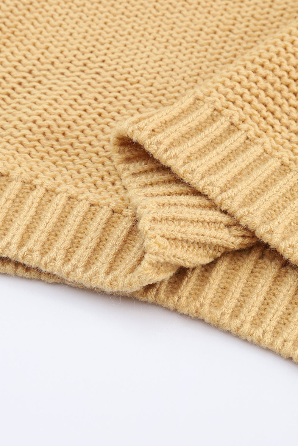 Khaki Casual Hollowed Long Sleeve Knit Sweater