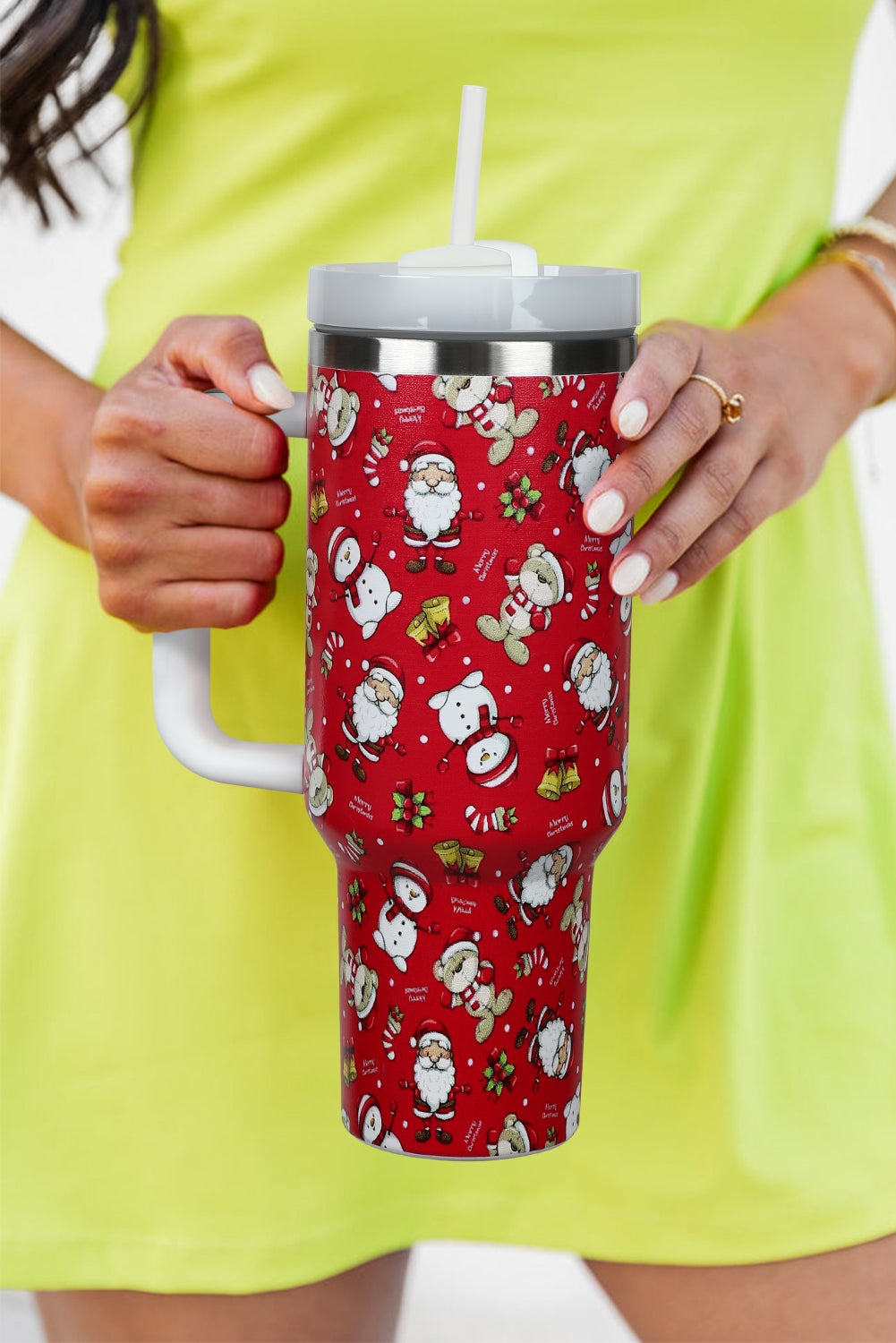 Fiery Red Christmas Pattern Print Stainless Steel Tumblers