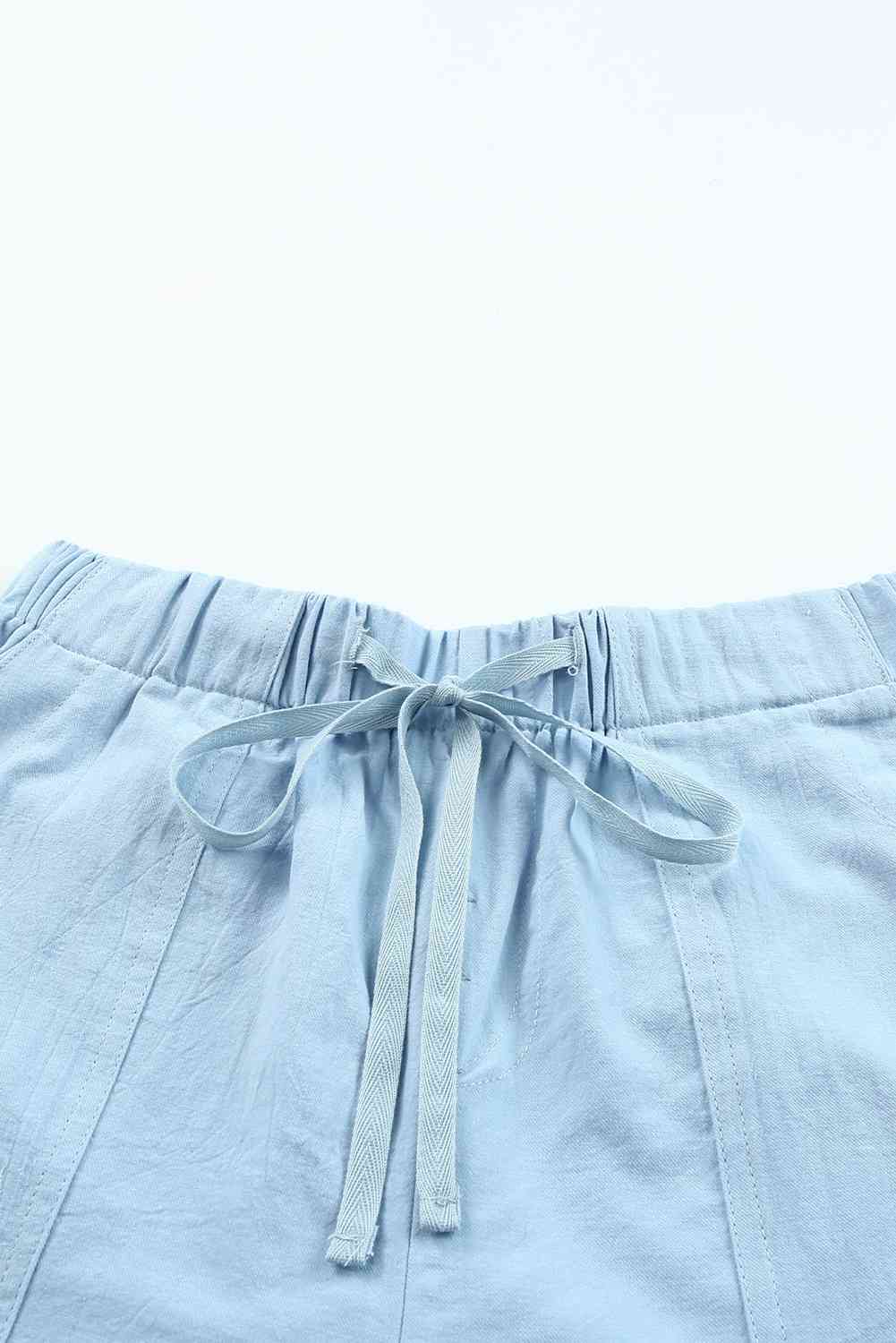 Drawstring Elastic Waist Pocket Shorts
